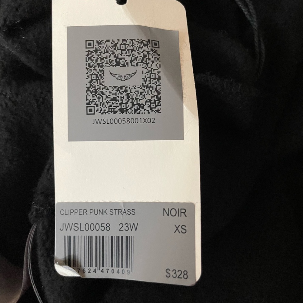 Black Clipper Love Punk Rhinestone Sweatshirt Hoodie  from Zadig & Voltaire - Picture 6 of 7